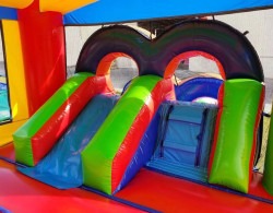 inflatable bounce house water slide kids rainbow7 1722900136 Colorful Castle Combo Wet