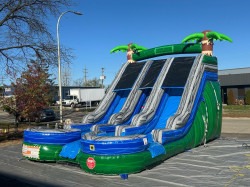 11111 1756756581 15'H Palm Tree Dual Lane Slide Wet
